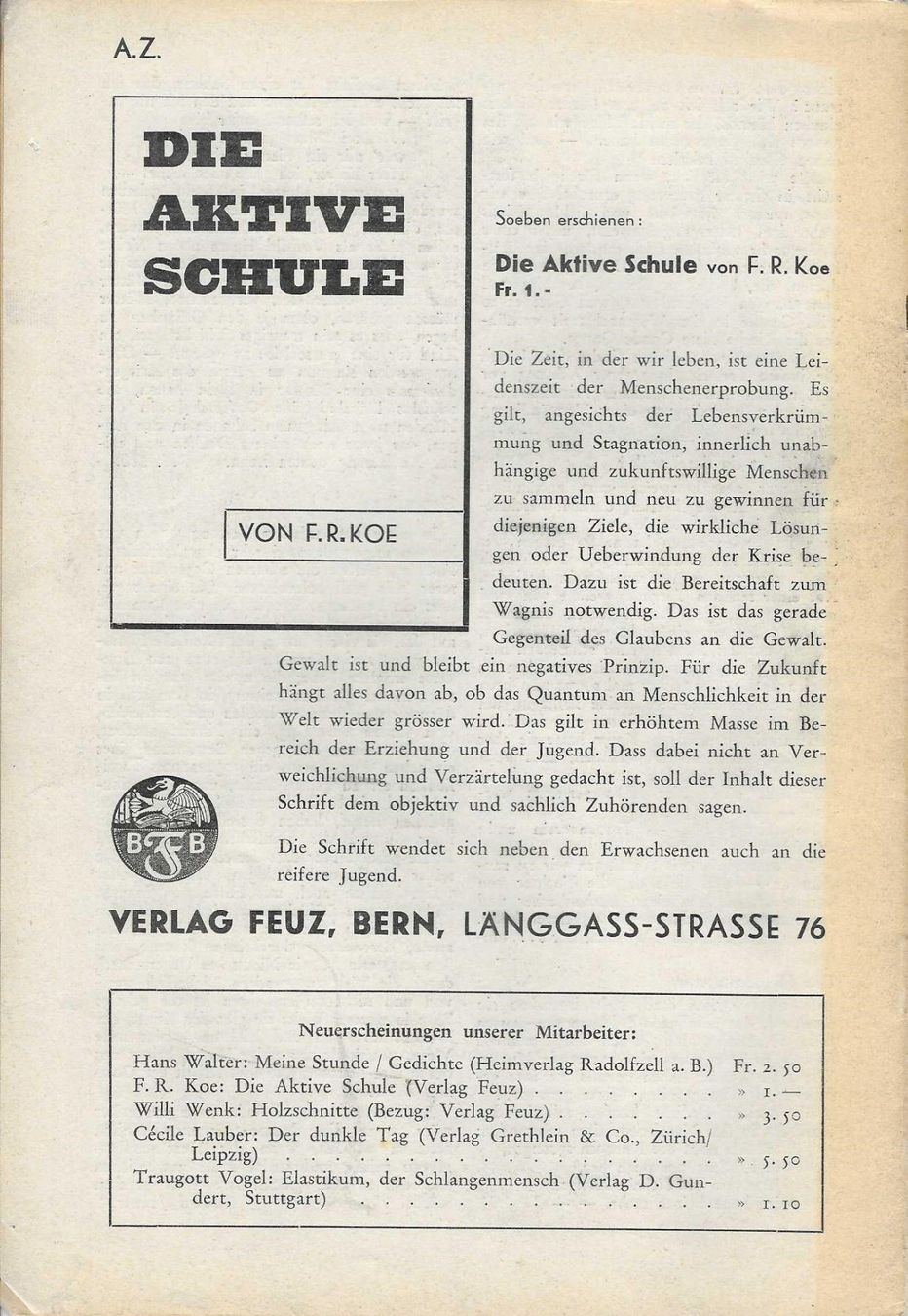 Livres: ZeitglockeNr. 21, 1934 – D'occasion à Flims - Dorf par Stagediver 4