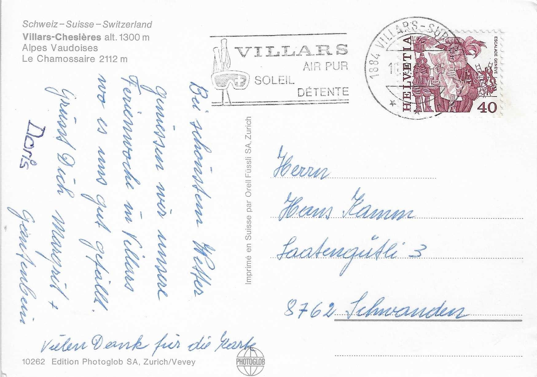 Cartoline postali: Villars-Chesières VD – Usato da Rothrist venduto da Stranglehold 1