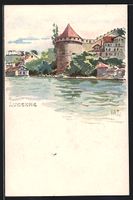Künstler-AK Luzern, Turm am Wasser