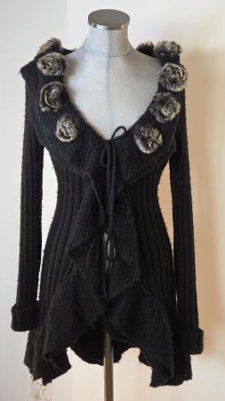 S 36 TUZZI edler kuschelwarmer Strickmantel Strickjacke lang