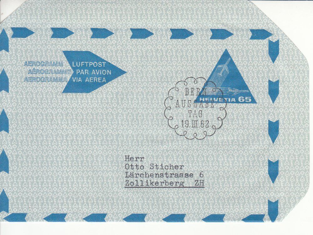 Tutti i francobolli: SLH FG 101 Aerogramm mit ET, adressiert – Usato da Bürglen TG venduto da StampGraf