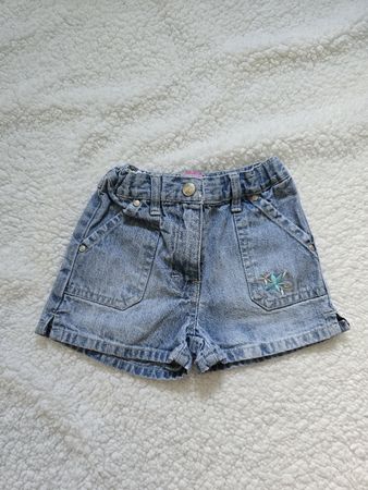 Fransa Jeans Shorts Gr. 92 – Blau Blumen Stickerei