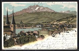 Litho Luzern, Flusspartie gegen Bergpano