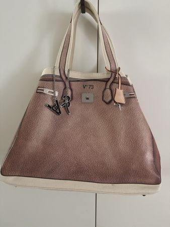 V73 Tasche Shopper Leder Canvas guter Zustand