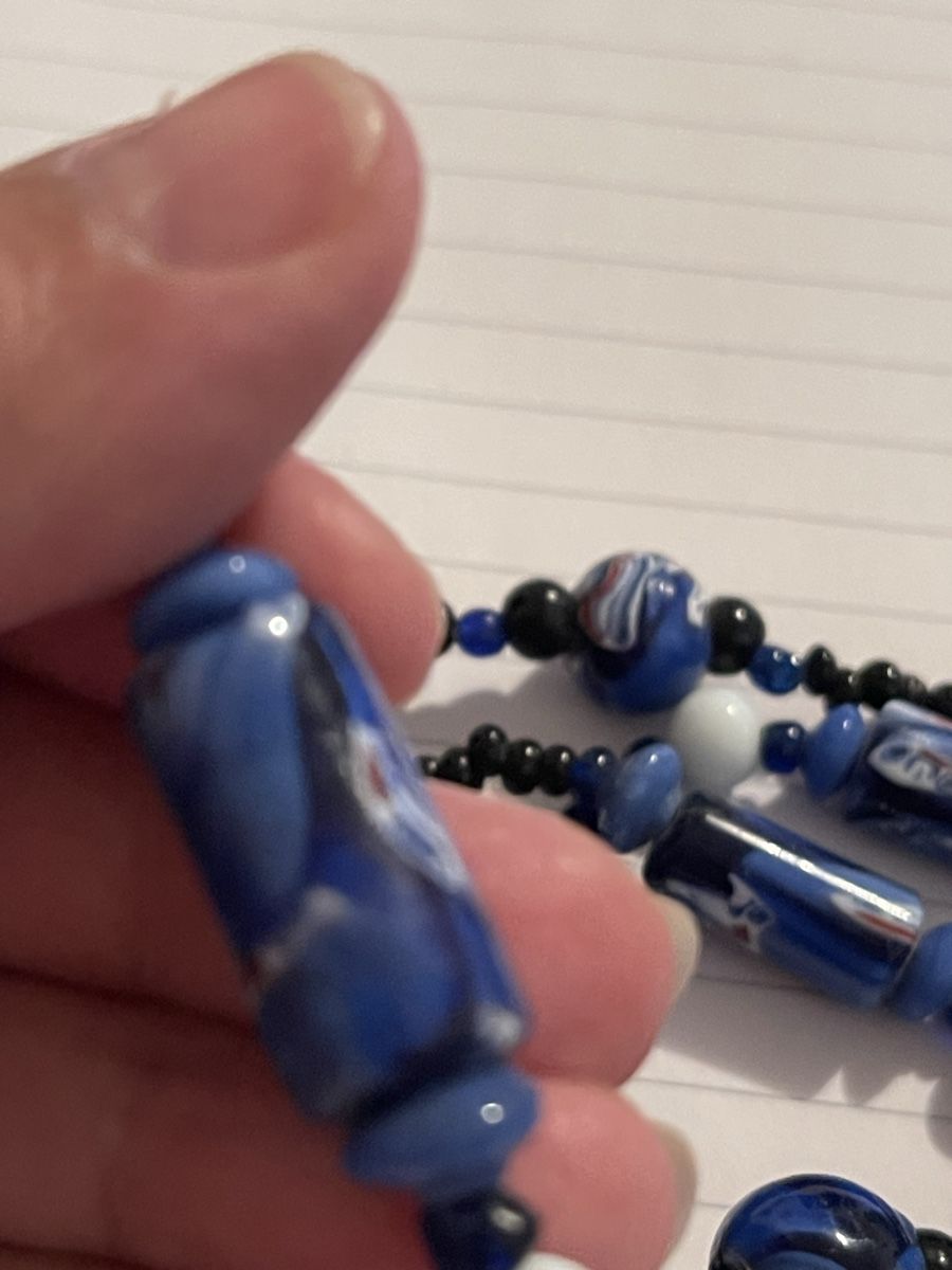 Ketten: Collier de perles bleu et blanc comme neuf 108 cm – Neu (gemäss Beschreibung) aus Kloten von Vermicelles 7