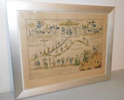 Lithografie antik - handbemalt der Weg zum Paradies