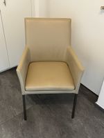 6 x Ledersessel beige Metallfüsse guter Zustand