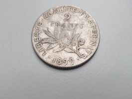 🇫🇷 France 2 Francs 1899 Silver .835 10g