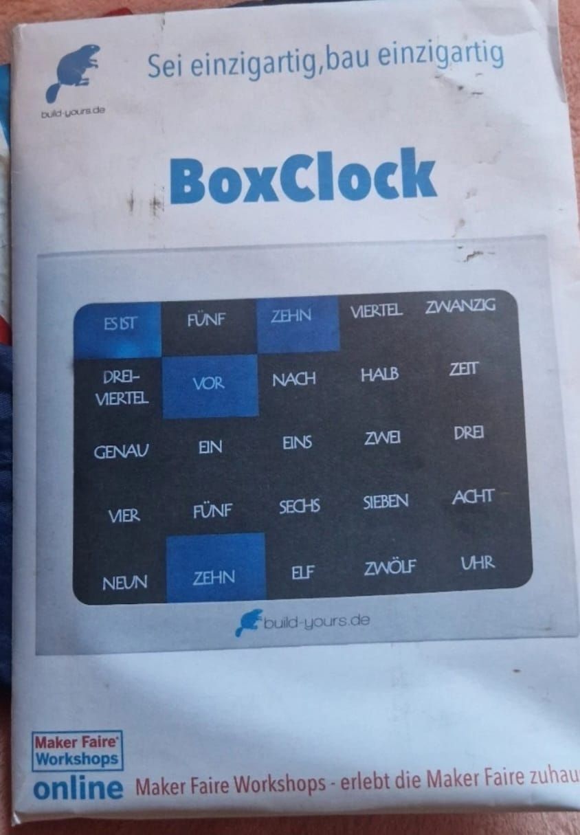 Orologi: BoxClock Wortuhr Bausatz - Einzigartige Geschenkidee! – Nuovo e nell'imballaggio originale da Scherzingen venduto da vw-golf-v-87