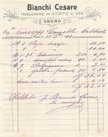 Bianchi Cesare Grono GR Fattura stoffe e vini 1903
