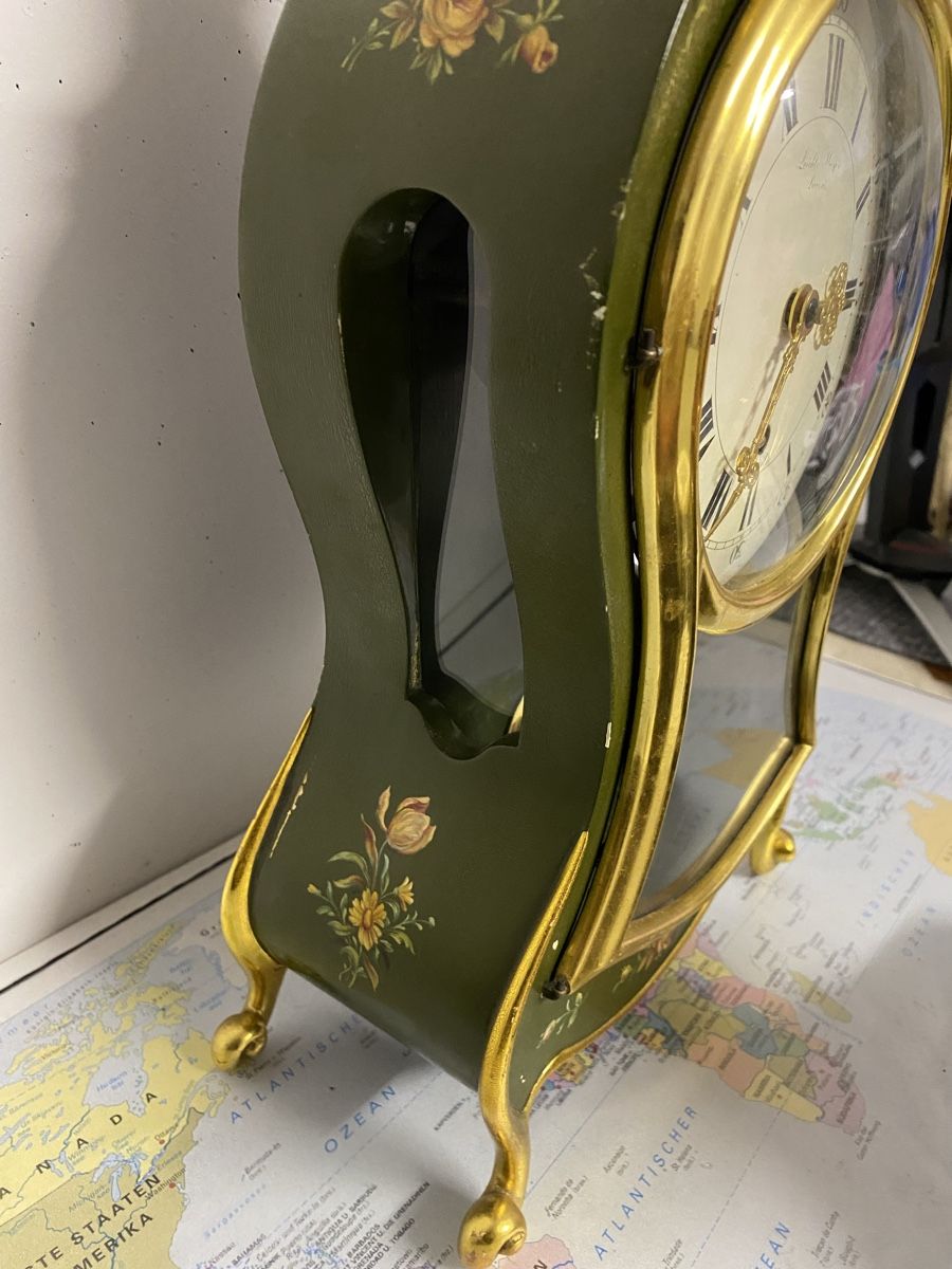 Alle Dekorationen: Antike Zenith Wanduhr, floral bemalt – Gebraucht aus Büron von Filadefia-888 5