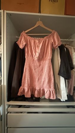 H&M Off-Shoulder Kleid Rosa Gr. S Sommerkleid