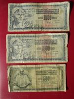 Jugoslawische Banknoten, 1000 & 500 Dinara, Vintage Set