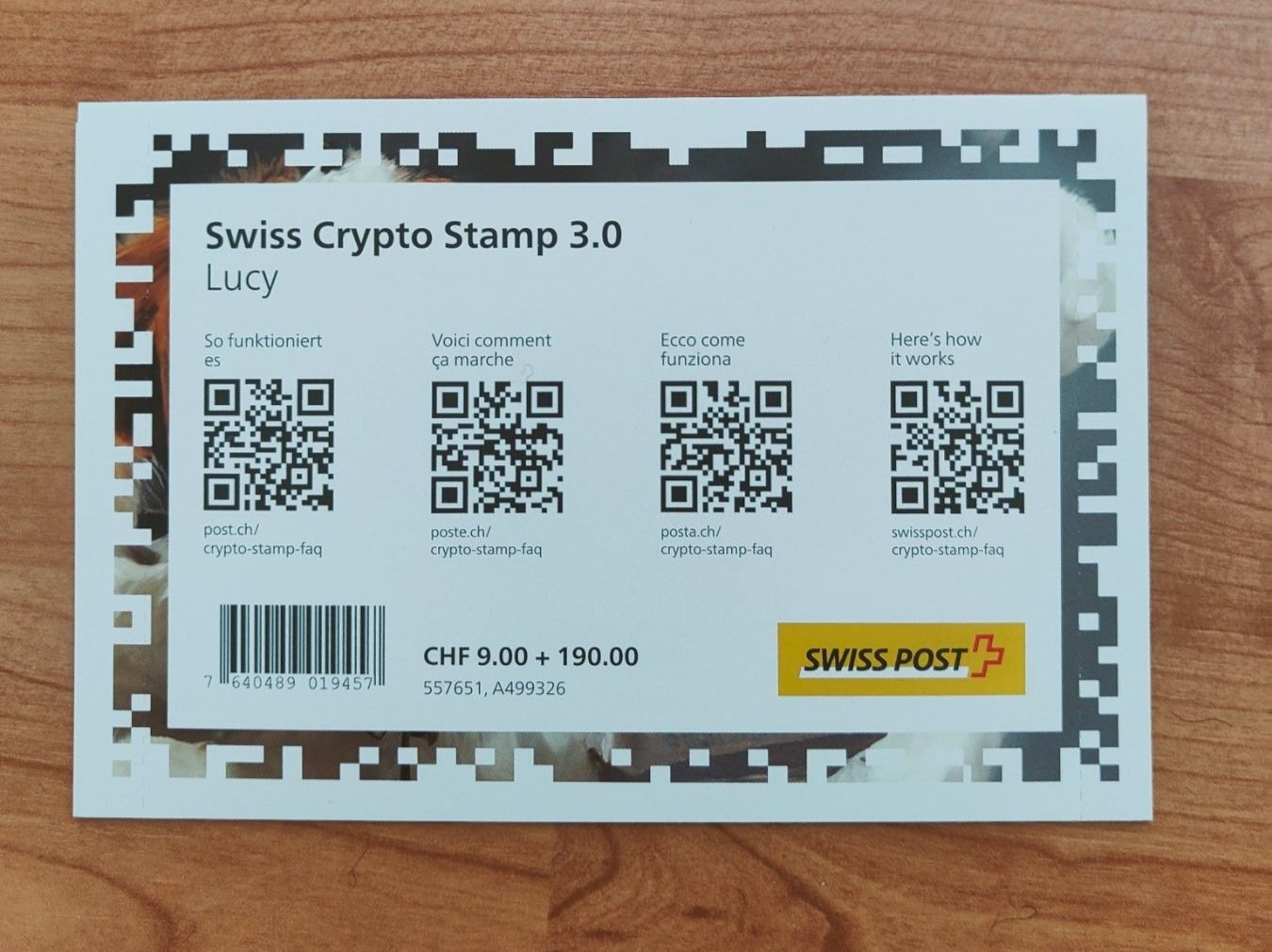 Tutti i francobolli: Swiss Crypto Stamps 3.0 Lucy ID.9 – Nuovo e nell'imballaggio originale da Bilten venduto da Stefan6363 1