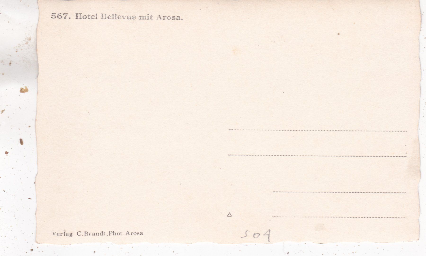 Cartes postales: Hotel Bellevue mit Arosa – D'occasion à Herisau par Lisegrat2008 1