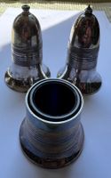 Vintage Salz- & Pfefferstreuer Set Versilbert mit blauem Gla