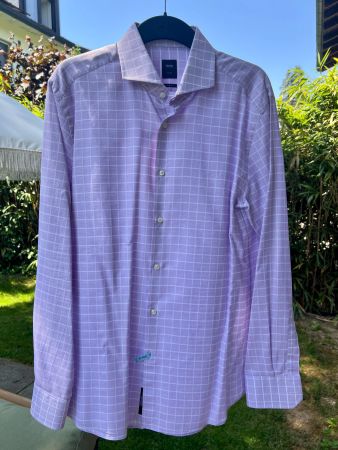Baumwollhemd Hugo Boss L in Flieder Slim Fit Herren