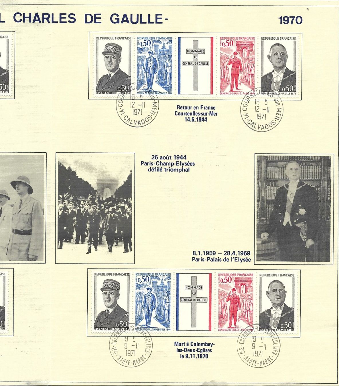 Alle Briefmarken: Document philatélique Memorial du Général de Gaulle – Gebraucht aus Fislisbach von Zigzag12