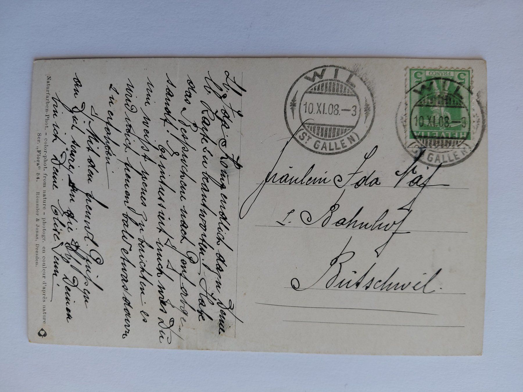 Cartoline postali: Alte Ansichtskarte, Fichte, Wil SG, 1908, Top! – Usato da Wattwil venduto da yburgler 1
