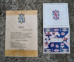 historisch MENÜKARTEN 26.12.1888 & 1894 DIPLOMAT Sig NIGRA