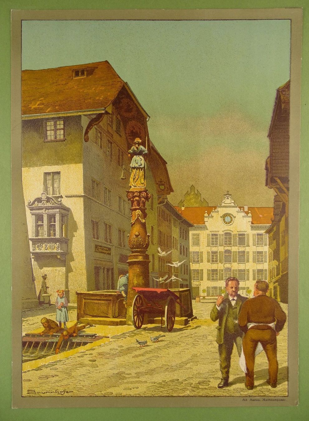 Incisioni: AARAU RATHAUSGASSE, LITHOGRAPHIE – Usato da Grüningen venduto da Kartensammler 1