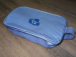Trousse de toilette rayée bleue et blanche graine de blé