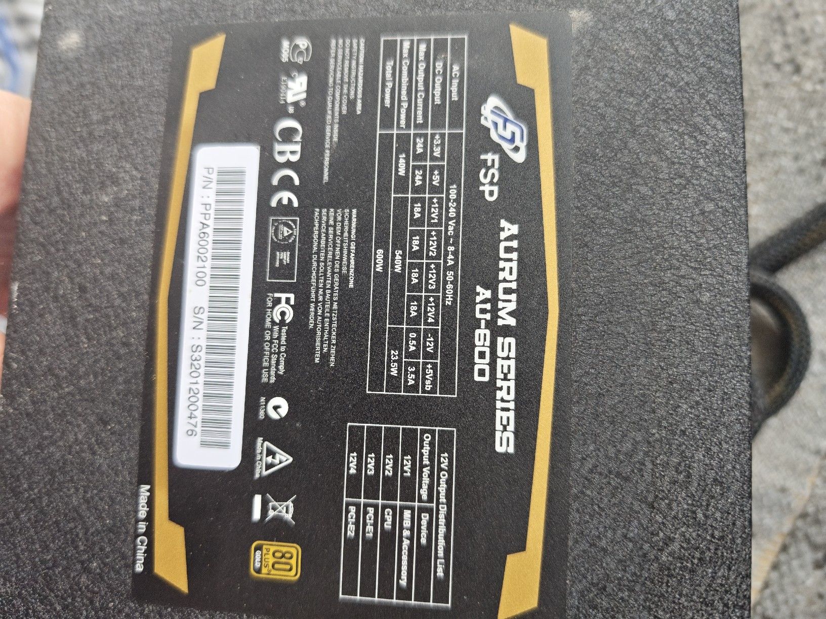 Elektronikbauteil: PC-Netzteil FSP AU 600 – Gebraucht aus Sarnen von Laut_musik