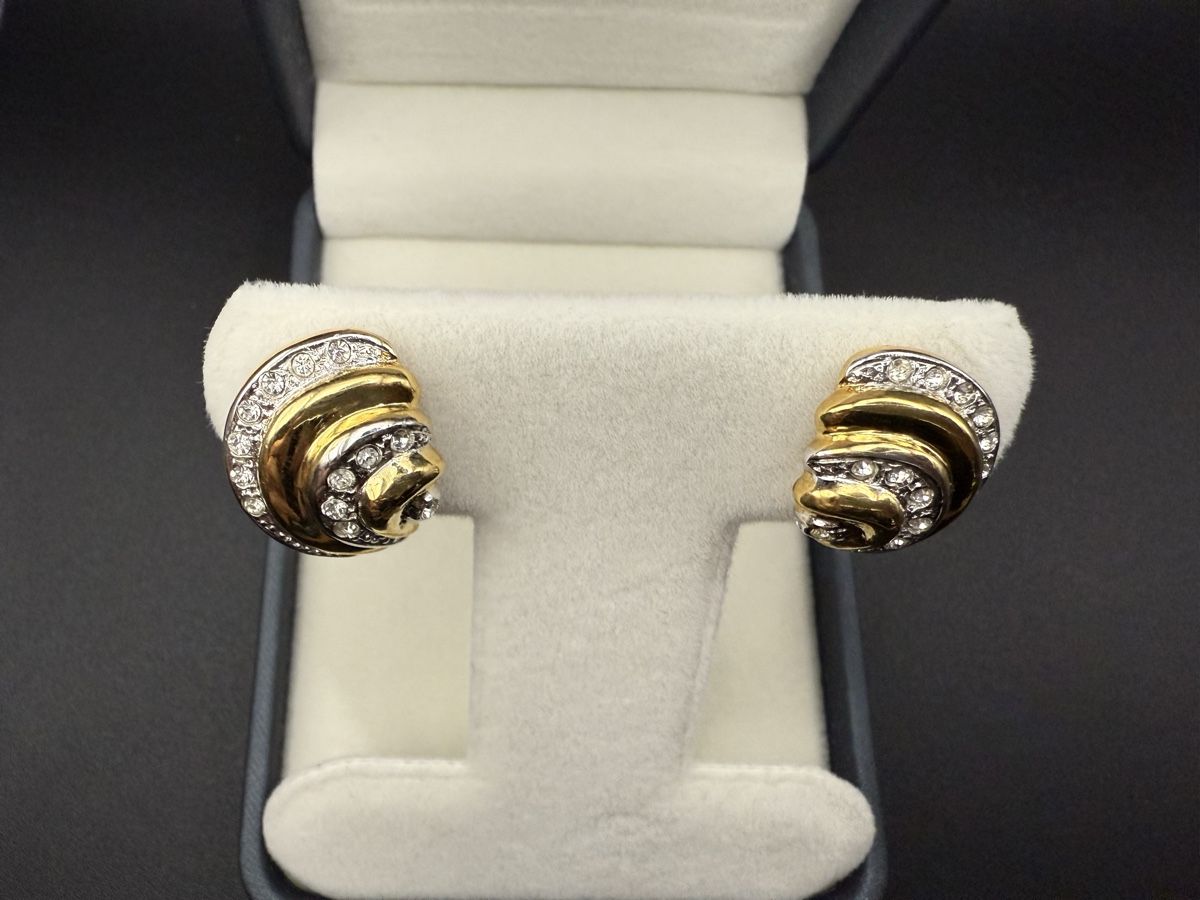 Ohrringe & -stecker: Goldfarbene Ohrringe mit Strasssteinen, Vintage – Gebraucht aus Lamone von LaCantinaMagica 4