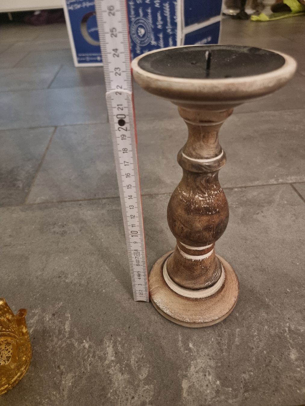Portacandele: Rustikaler Kerzenständer aus Holz - Winterdeko – Usato da Zweidlen venduto da VG159 2