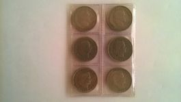 6 pièces Suisse 20 ct 1934 , 43 , 44 , 47 , 55 , 57 bon état
