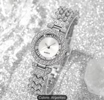 Orologio argento con strass  elegante e brillante (Nuovo)