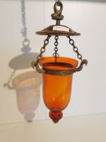 Hängelampe, orange Glas, Messing