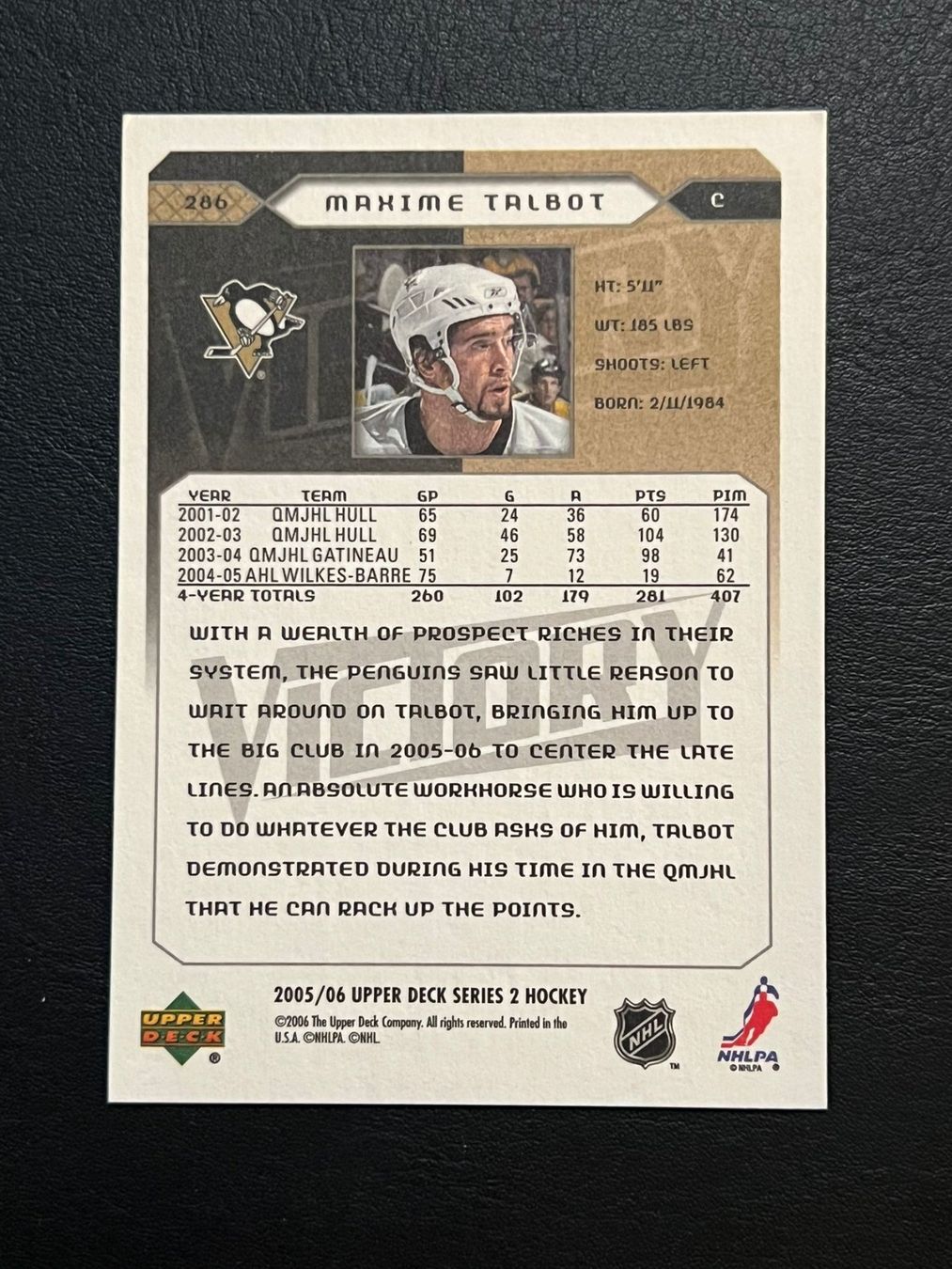 NHL Carte collezionabili: Maxime Talbot 2005 Rookie Pittsburgh Penguins – Nuovo (secondo la descrizione) da Möhlin venduto da SwissHockeyCards 1