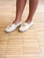 Damen Espadrilles Gr. 38 Beige/Creme Palme Sommerschuhe