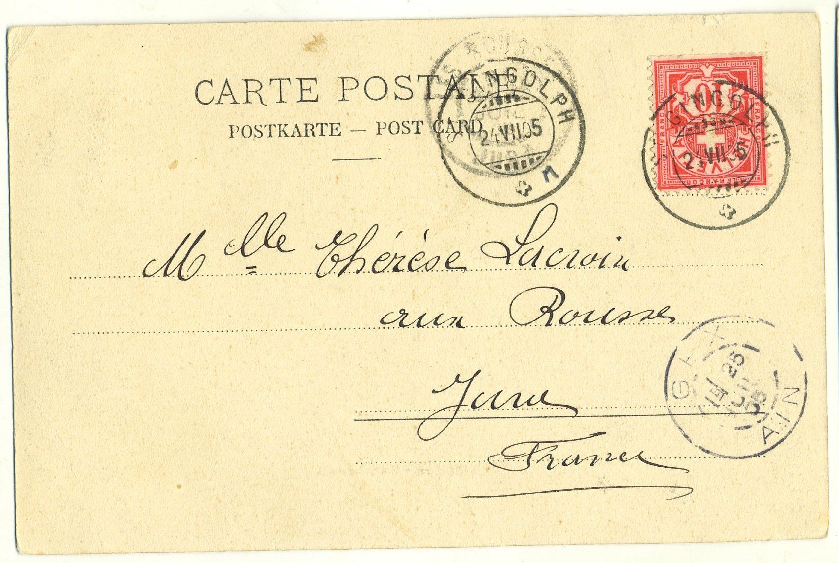 Cartoline postali: St-Gingolph - Lac Léman. 1905 – Usato da Versoix venduto da HELVETICA_1 1
