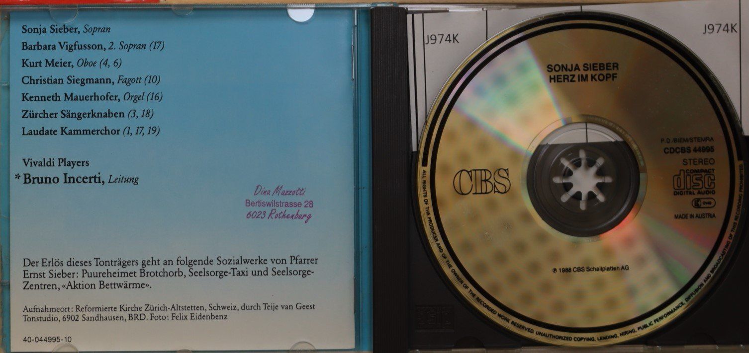 CD: Sonja Sieber – Herz im Kopf – Usato da Luzern venduto da CONTENTI 1