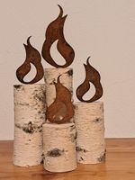  Birkenholz mit Rostflammen 4er Set handgemacht!
