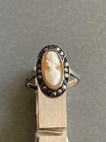 Gemme Kamee cameo Markasiten hohes oval Rg56 fein Edeldame