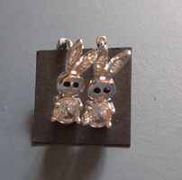Häschen Ohrringe silberfarbig mit Strass