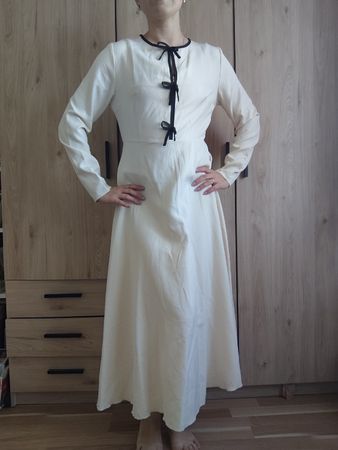 Vintage Cream Maxi Dress with Bows