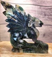 Majestätischer Moosachat Drache 970g