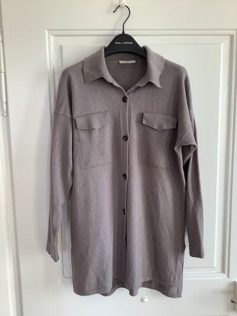 Strickjacke mit Polokragen von Panicale Cashmere grau, S