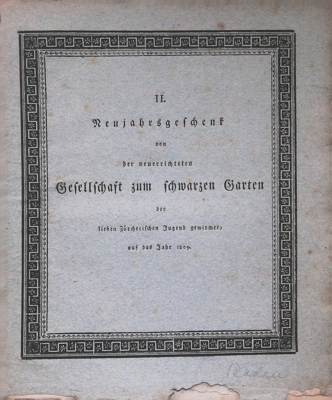 Stiche: Baden Neujahrsblatt 1809 mit Ansicht – Gebraucht aus Rafz von Helvet32 2