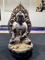Bronze Buddha mit Aura 19. Jh mit 18k Goldanstrich