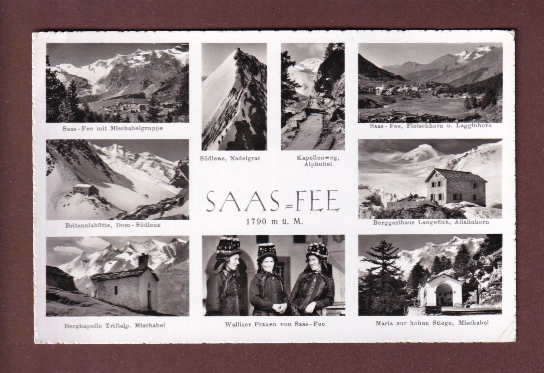 Cartoline postali: SAAS-FEE - 9 Bilder - 1956 – Usato da Pully venduto da nicecards-shop