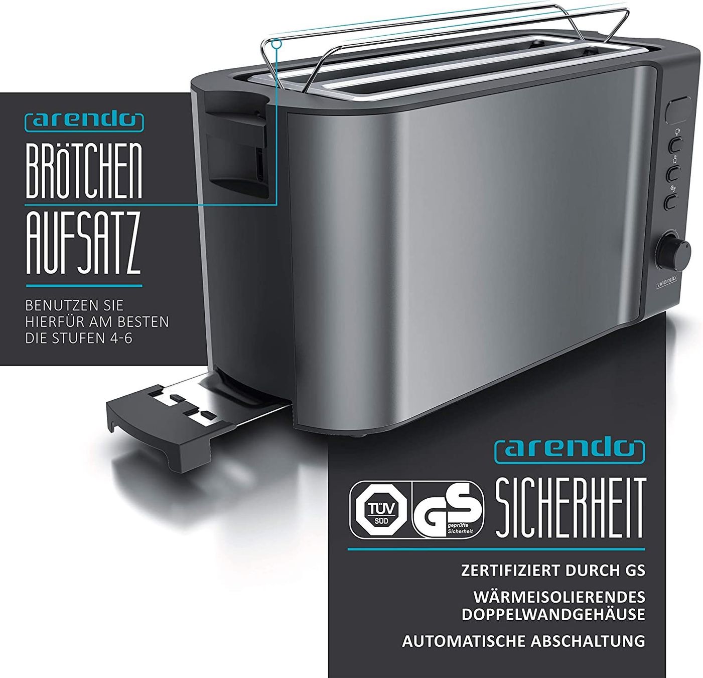 Elettrodomestici da cucina: Edelstahl Toaster Langschlitz 4Scheiben Display mit Restzeit – Nuovo e nell'imballaggio originale da Hundwil venduto da Mr.Wong 1