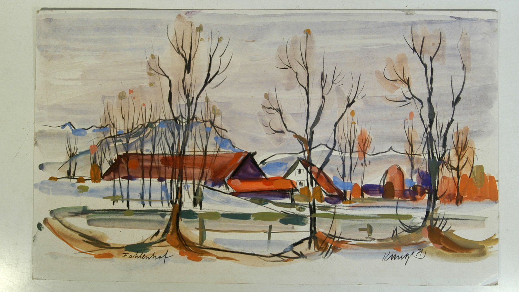 Dipinti: Fohlenhof gemalt auf Karton signiert – Usato da Herisau venduto da Wisen