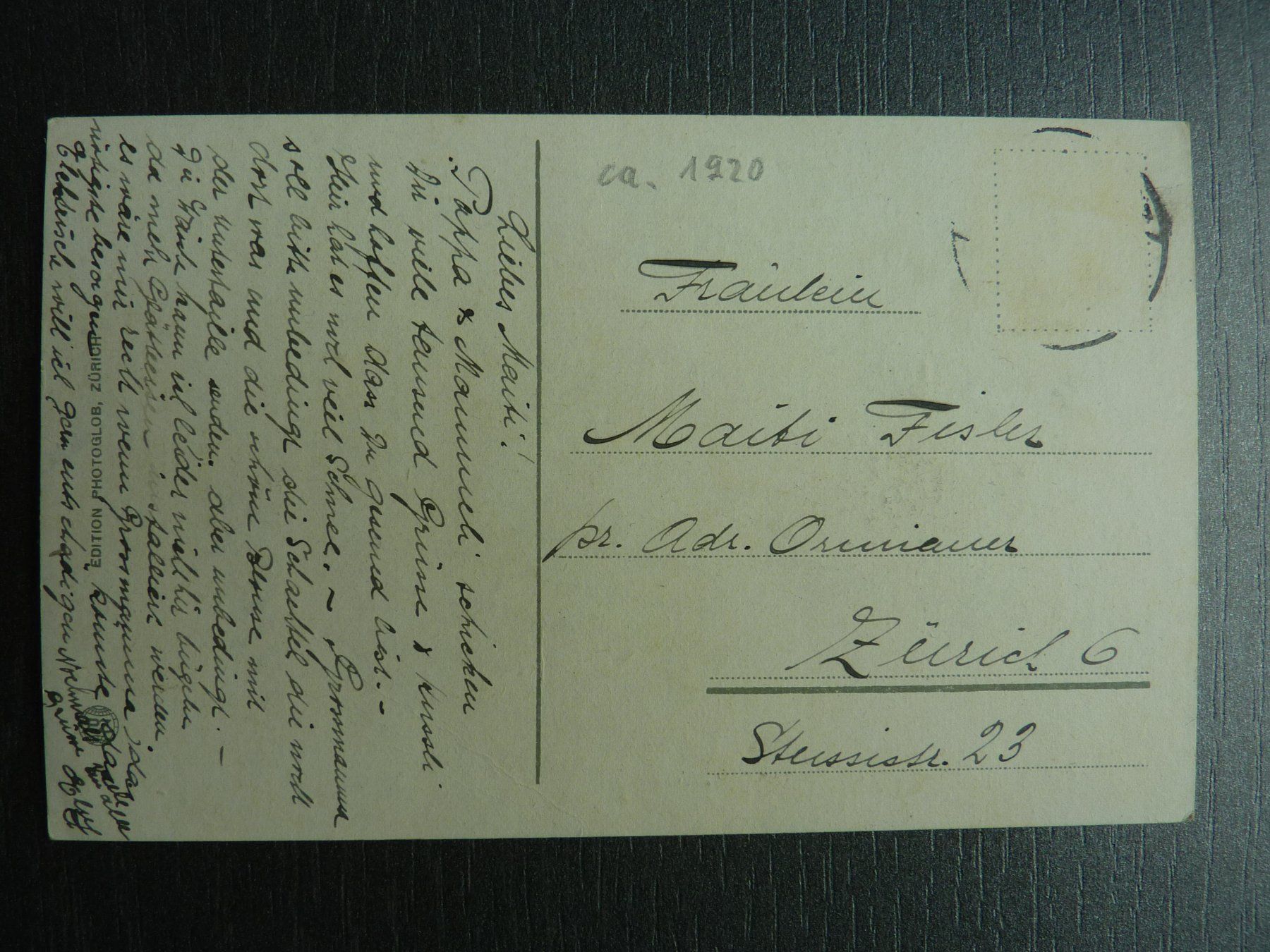 Cartoline postali: AT St. Moritz ca. 1920 gelaufen,  Fr. 2.00 – Usato da Zürich venduto da Aetna14 1