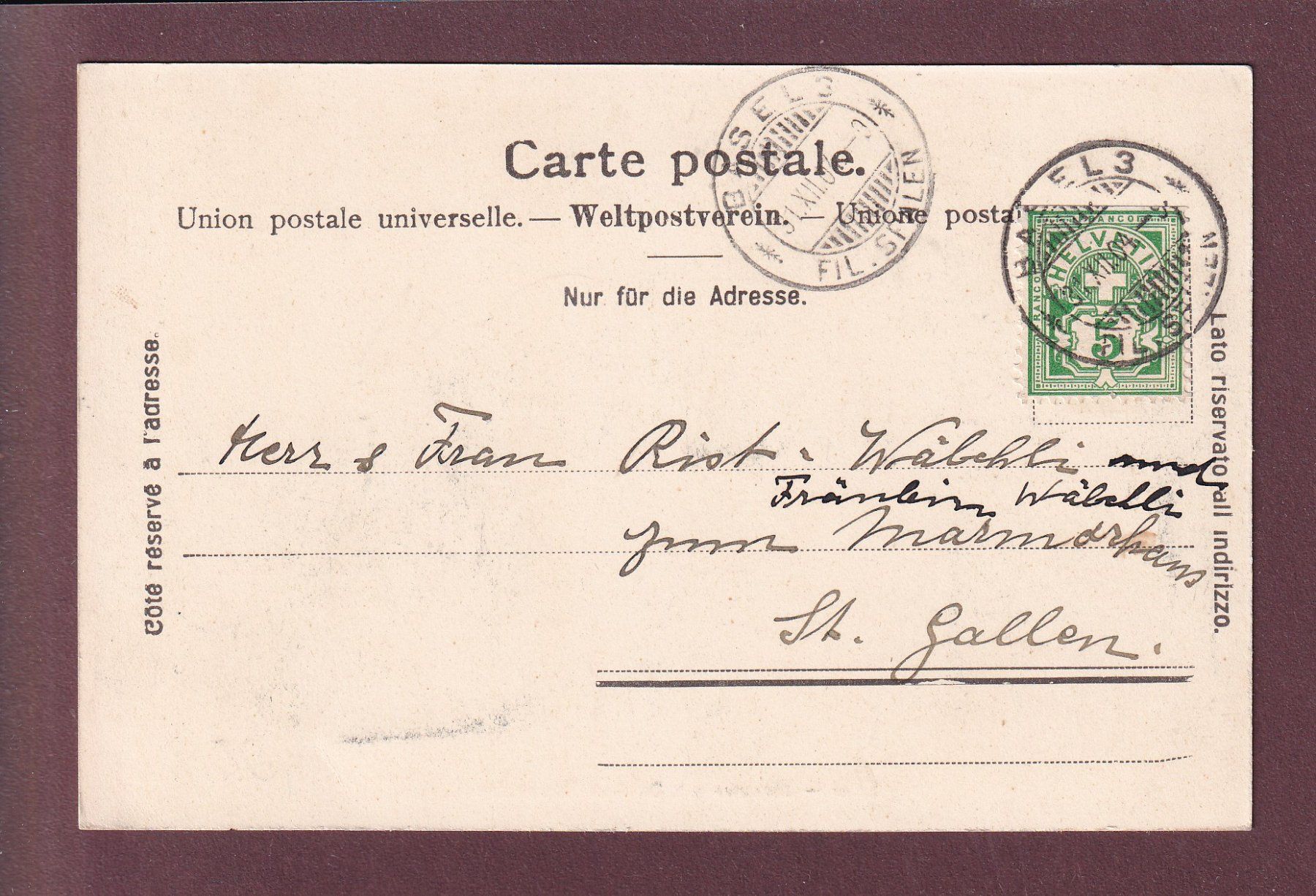 Cartoline postali: BASEL unter Schnee - Prosit Neujahr ! - 1904 – Usato da Pully venduto da nicecards 1