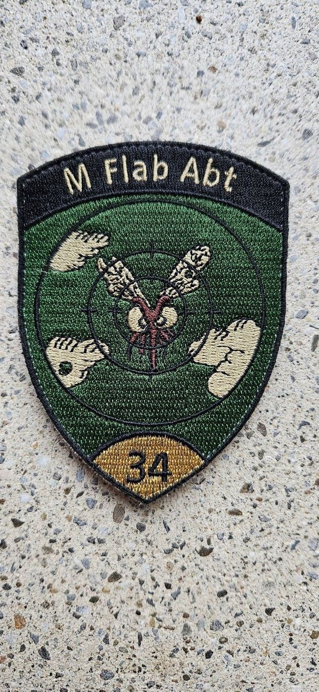 Schweizer Armee Placchette & Badge: *** Badge M Flab Abt 34 mit klett *** – Nuovo e nell'imballaggio originale da Riedholz venduto da fr_sIruP
